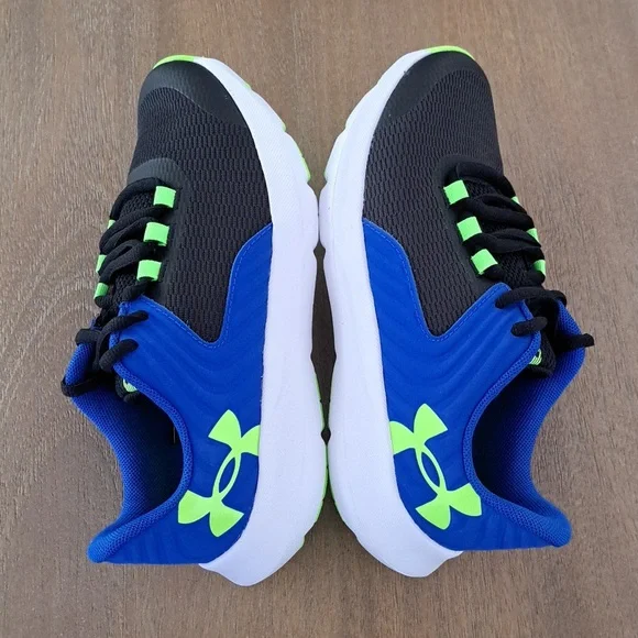 Under Armour Kids' Outhustle 2 Shoes - Color: Black/Blue/Green - Size: 3.5Y - Picture 7 of 9
